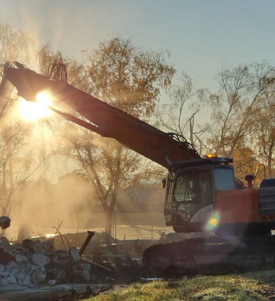 Linwood College being demolished by digger