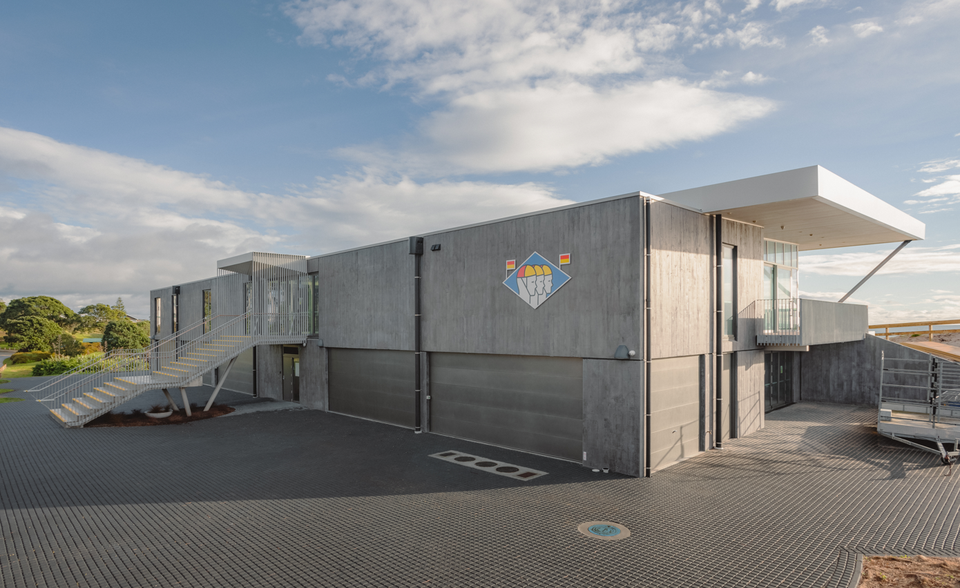 Carpark and street entrance of the Papamoa Surf Life Saving Club facility
